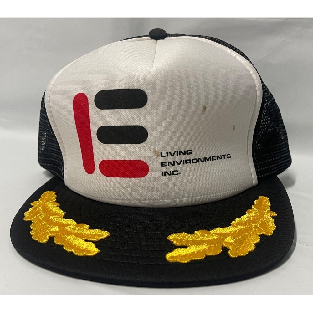 BLACK WHITE GOLD LEAVES TRUCKER HAT LIVING ENVIRO INC